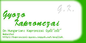 gyozo kapronczai business card